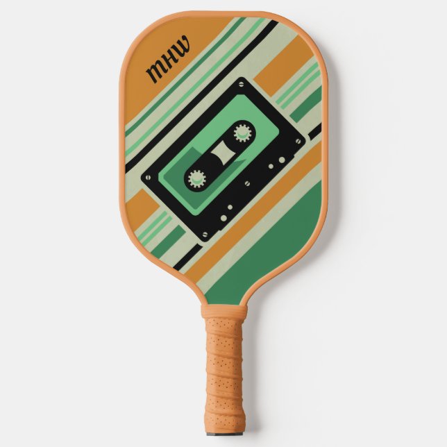 Palas De Pickleball Monograma del personalizado de cintas Retro Casett (Anverso)