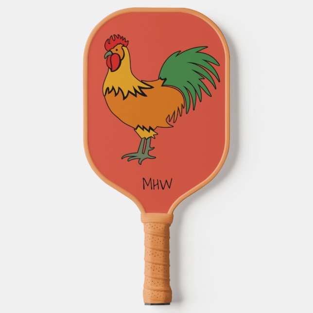 Palas De Pickleball Monograma del personalizado de gallos (Anverso)