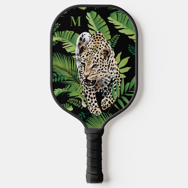 Palas De Pickleball Monograma del personalizado de Ilustracion leopard (Anverso)