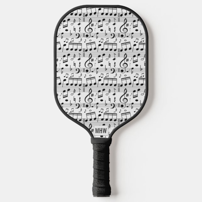 Palas De Pickleball Monograma del personalizado de notas musicales (Anverso)