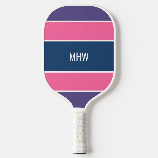 Palas De Pickleball Monograma del personalizado de patrones de rayas (Anverso)