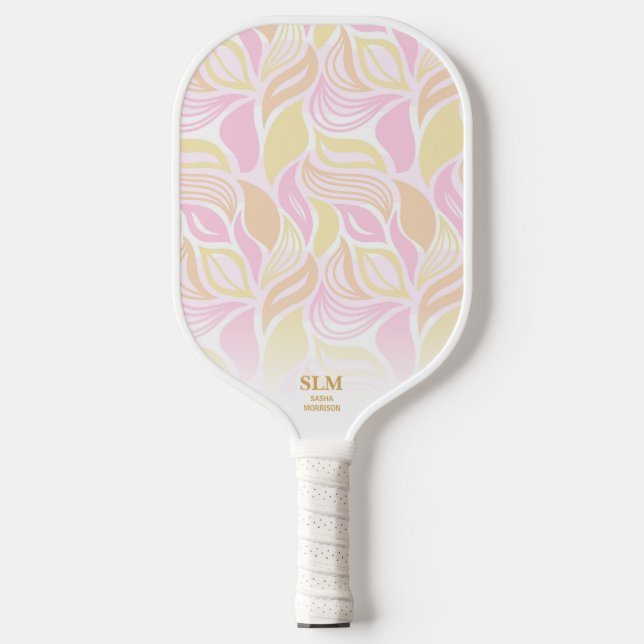 Palas De Pickleball Monograma del Personalizado del patrón de hojas bo (Anverso)