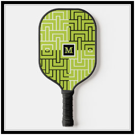 Palas De Pickleball Monograma del Personalizado del patrón verde negro
