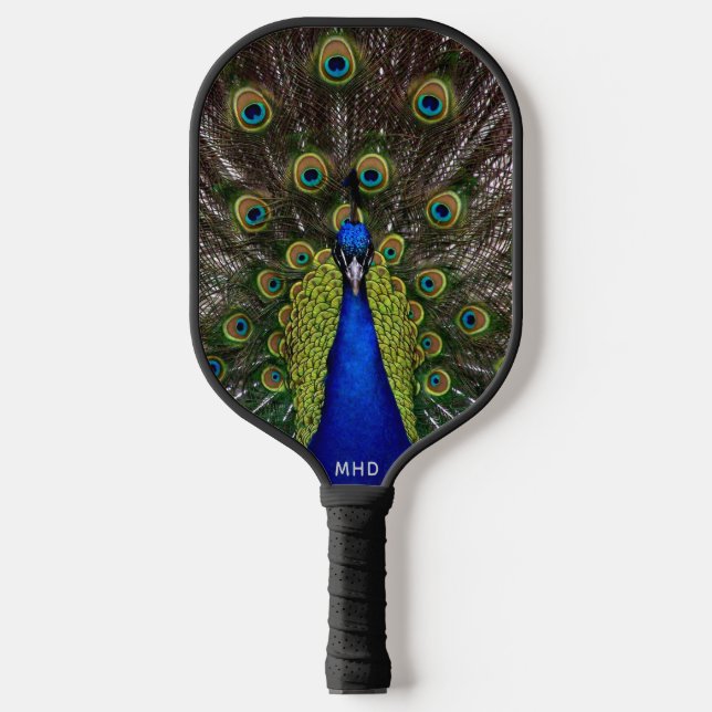 Palas De Pickleball Monograma del personalizado Proud Peacock (Anverso)