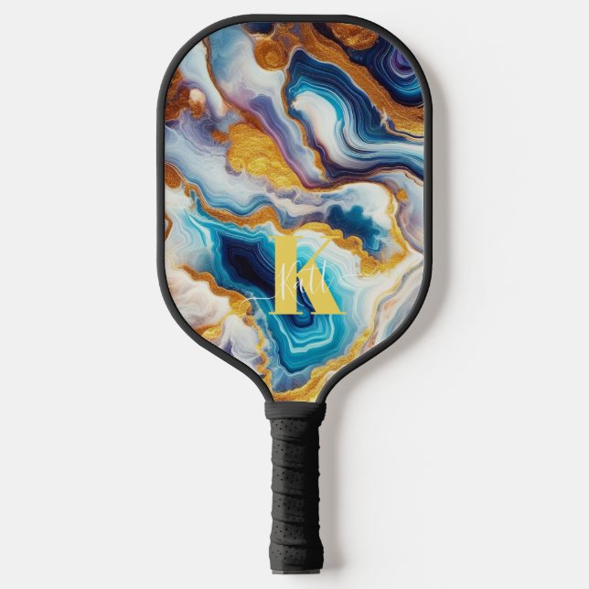 Palas De Pickleball Monograma del personalizado Verde azulado Aqua Gol (Anverso)