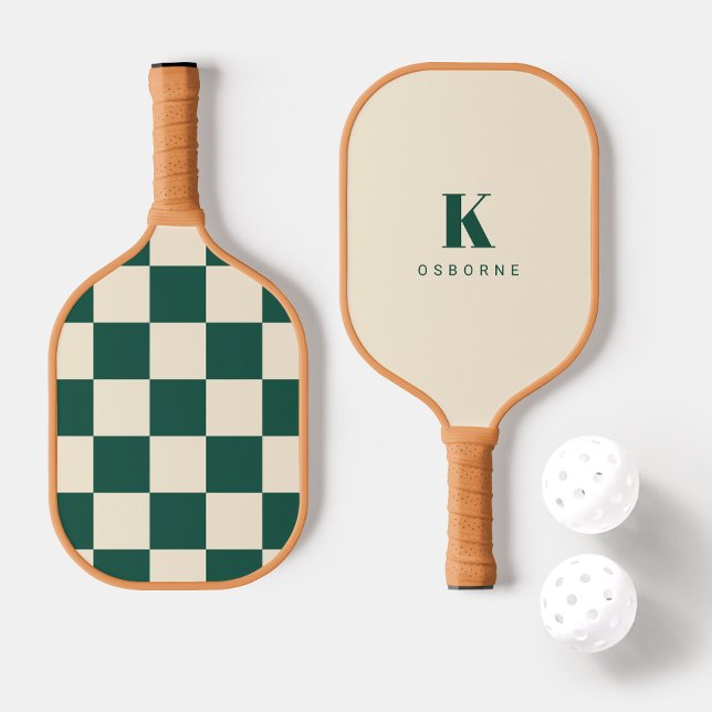 Palas De Pickleball Monograma del verificador verde moderno (Subido por el creador)