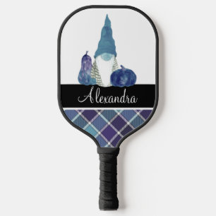 Palas De Pickleball Monograma Denominación Dusty Blue Gnome plaid