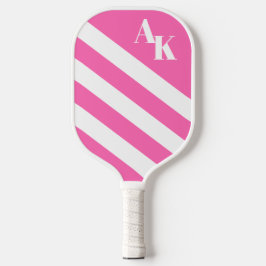 Palas De Pickleball Monograma diagonal rayado rosado caliente