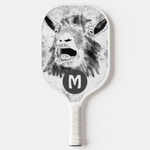 Palas De Pickleball Monograma divertido de cabra gritando