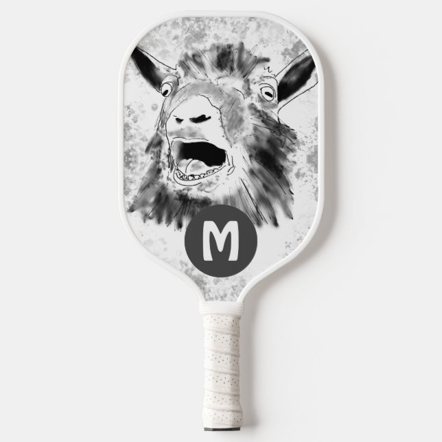 Palas De Pickleball Monograma divertido de cabra gritando (Anverso)