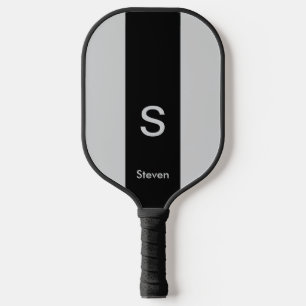 Palas De Pickleball Monograma dos tonos negro moderno y gris