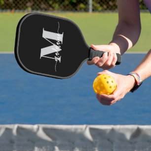 Palas De Pickleball Monograma elegante blanco negro personal