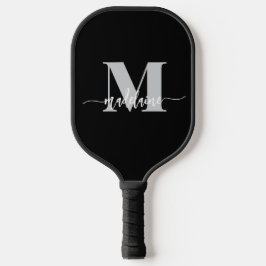 Palas De Pickleball Monograma elegante blanco negro personal