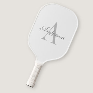 Palas De Pickleball Monograma elegante blanco y gris
