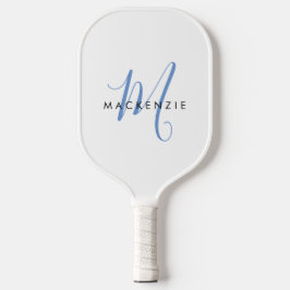 Palas De Pickleball Monograma elegante de escritura azul blanco modern