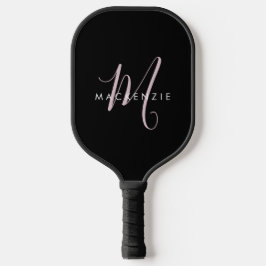 Palas De Pickleball Monograma elegante de escritura rosa Rubor negro m