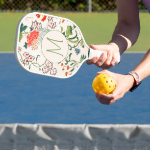 Palas De Pickleball Monograma elegante del patrón floral
