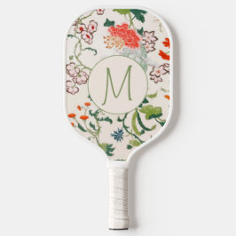Palas De Pickleball Monograma elegante del patrón floral