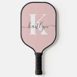 Palas De Pickleball Monograma elegante en rosa y gris