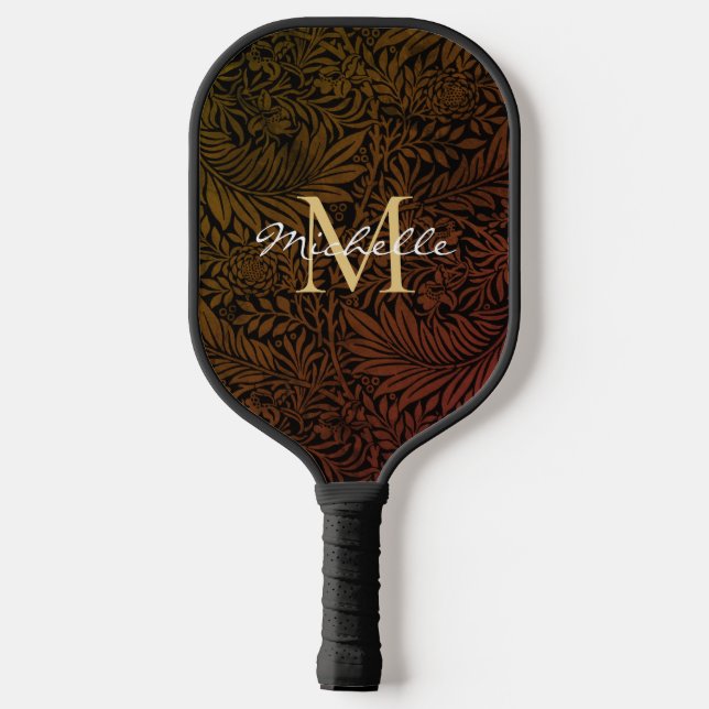 Palas De Pickleball Monograma elegante Naranja de óxido dorado con gui (Reverso )
