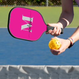 Palas De Pickleball Monograma elegante negro negro personal