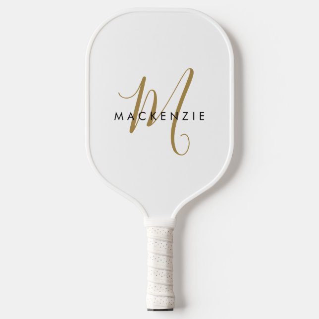 Palas De Pickleball Monograma elegante y moderno de escritura dorada b (Anverso)