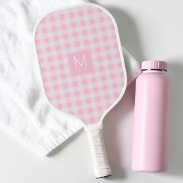 Palas De Pickleball Monograma Establecida de Cuadros Rosa Pastel Moder