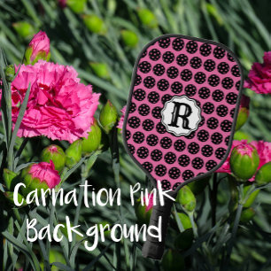 Palas De Pickleball Monograma estiloso de color rosa y negro de clavel