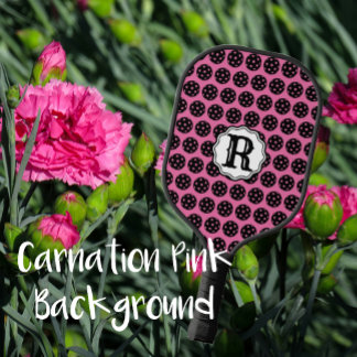 Palas De Pickleball Monograma estiloso de color rosa y negro de clavel