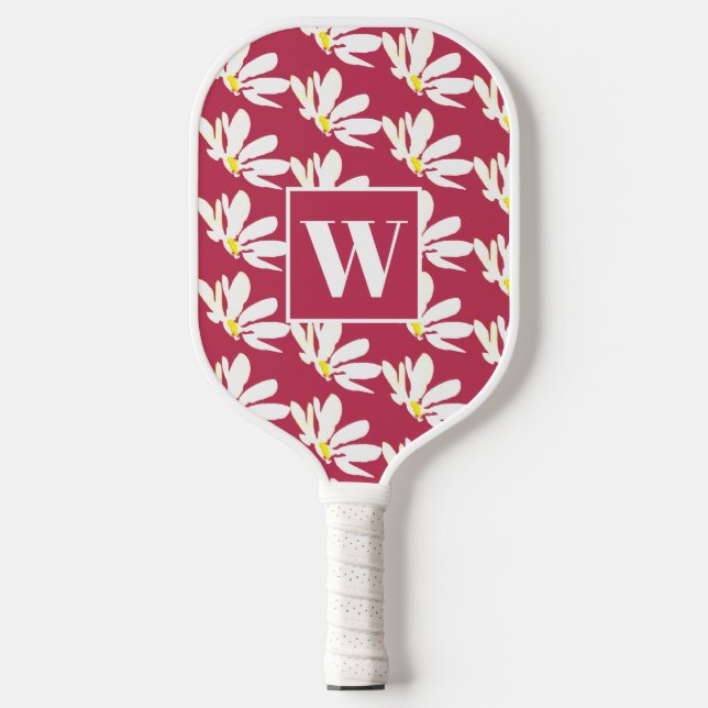 Palas De Pickleball Monograma Floral blanca Daisy Pickleball Paddle (Anverso)