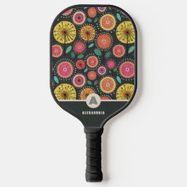 Palas De Pickleball Monograma Floral colorido remo de bolas