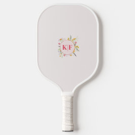 Palas De Pickleball Monograma floral elegante personalizado