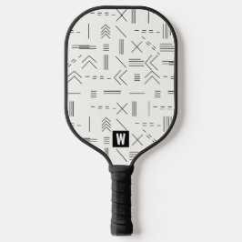 Palas De Pickleball Monograma Geométrico Moderno Gorgeo Blanco Negro