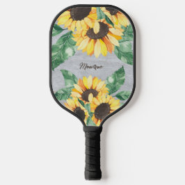 Palas De Pickleball Monograma giratorio floral de girasol