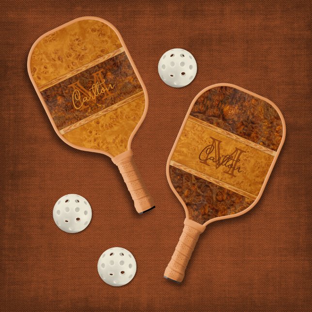 Palas De Pickleball Monograma gráfico de la madera de Burl (Subido por el creador)