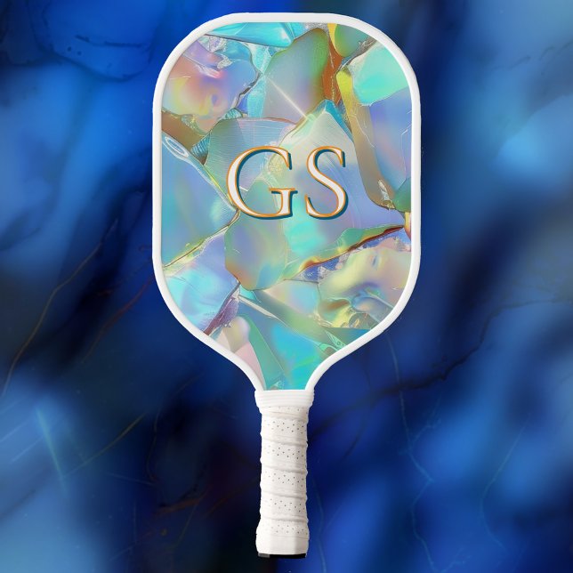 Palas De Pickleball Monograma grande o nombre en opal (Subido por el creador)