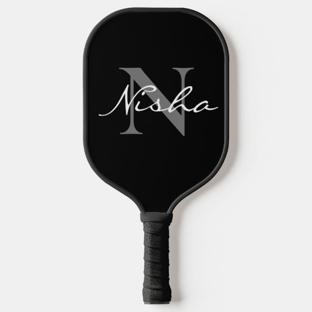 Palas De Pickleball Monograma gris blanco (Anverso)