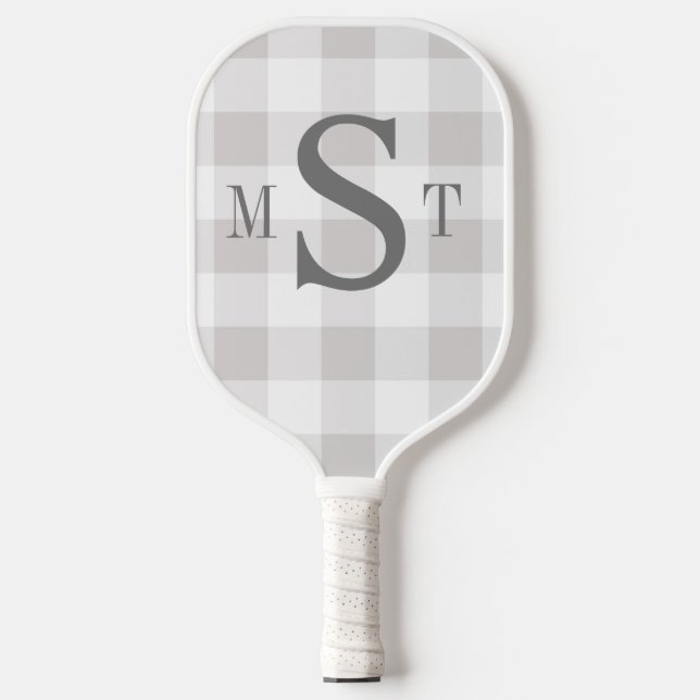 Palas De Pickleball Monograma Gris Gris Personalizado Paleta de pelete (Anverso)