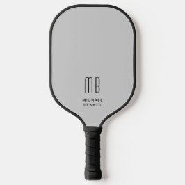 Palas De Pickleball Monograma Gris moderno y elegante