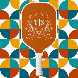 Palas De Pickleball Monograma Inicial Clásico de Terracota Rústica