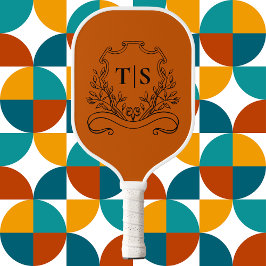 Palas De Pickleball Monograma Inicial Clásico de Terracota Rústica