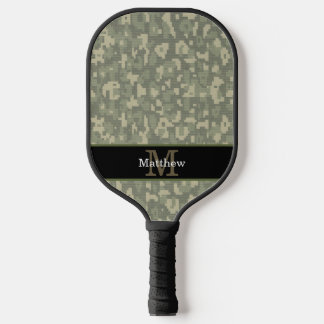 Palas De Pickleball Monograma inicial de caza militar de camo digital