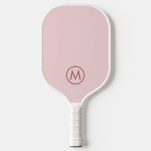 Palas De Pickleball Monograma inicial de círculo simple rosado de Rubo