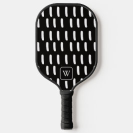 Palas De Pickleball Monograma inicial de pincel blanco negro mínimo