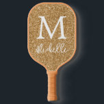 Palas De Pickleball Monograma inicial de Purpurina de imitación de oro<br><div class="desc">Monograma inicial de Purpurina de Faux de oro de moda. Personalice fácilmente con sus detalles.</div>