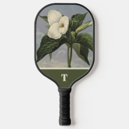 Palas De Pickleball Monograma inicial de Trillium blanco botánico vint