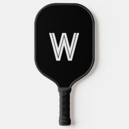 Palas De Pickleball Monograma inicial moderno en negro y blanco