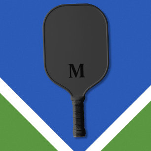 Palas De Pickleball Monograma inicial negro moderno simple