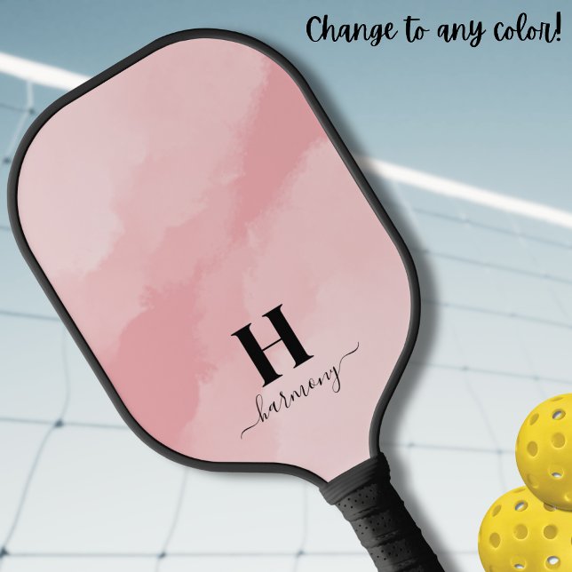 Palas De Pickleball Monograma Inicial Rosa (Pink Initial Monogram Pickleball Paddle)
