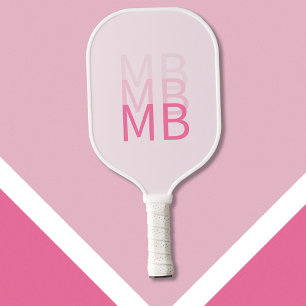 Palas De Pickleball Monograma inicial rosado simple moderno